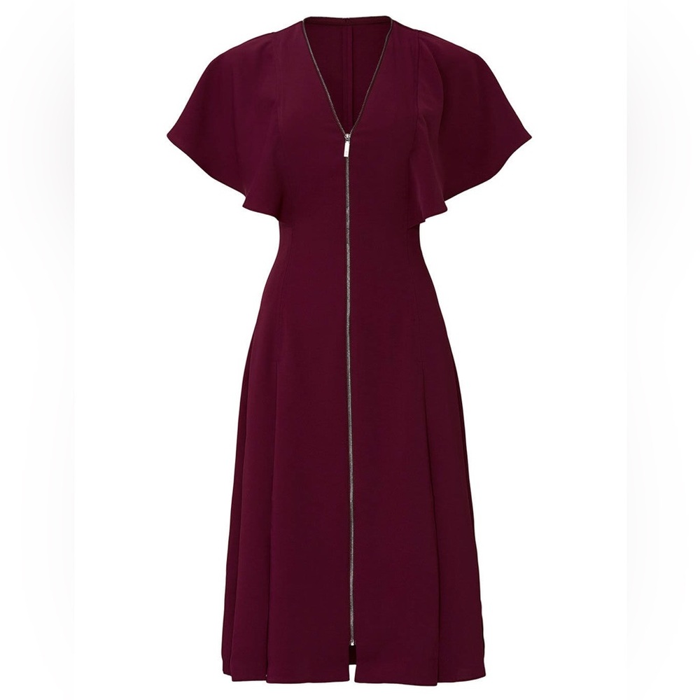 NWT Ted Baker Kasiane Plum Zip-Front Flutter Sleeve Dress us size 2 Ted baker 1 - Picture 12 of 16